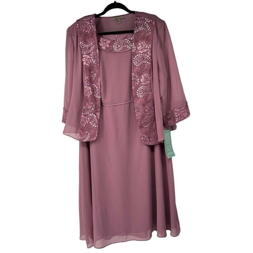 Maya Brooke Tea Rose‎ Sequin Detail Dress Jacket Mother Wedding Guest 20W NWT